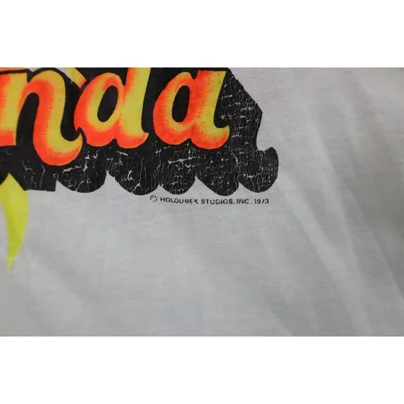 Vtg 70s Mens L Spell Out Thin Honda Motorcycle Racing Short Sleeve T-Shirt USA